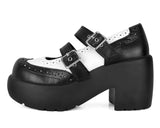 Black & White Brogue Bubble Mary Jane