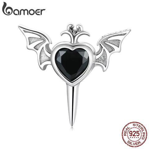 Single Piece 925 Sterling Silver Stud Winged Heart Earring