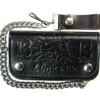 LUCKY 13- The DEATH or GLORY Embossed Leather Wallet - BLACK 