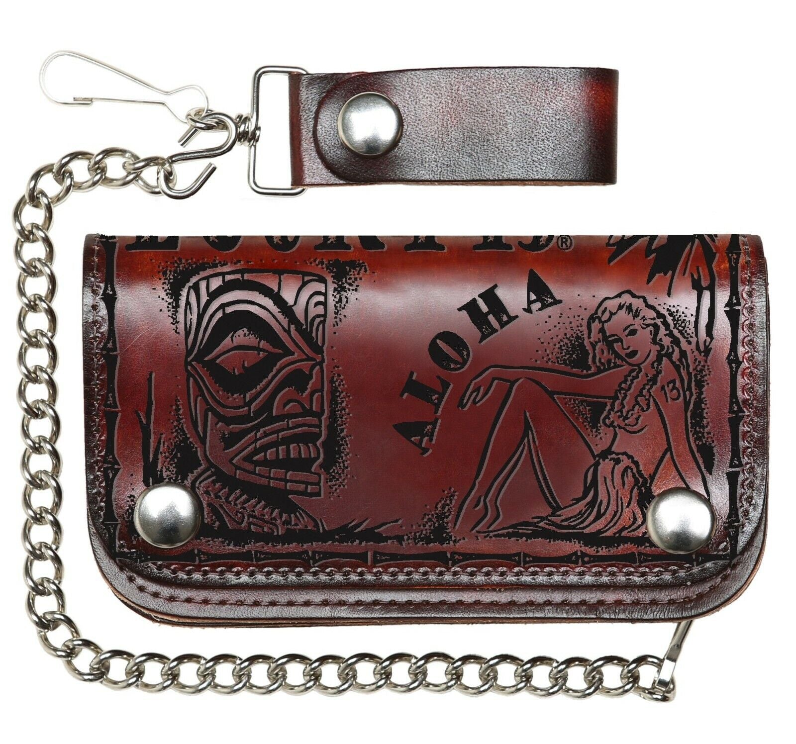 LUCKY 13 Aloha Tiki Hula Girl Chain Wallet 