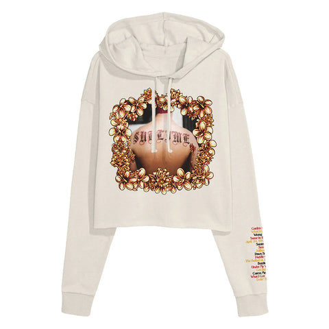 Floral Framed Cropped Hoodie