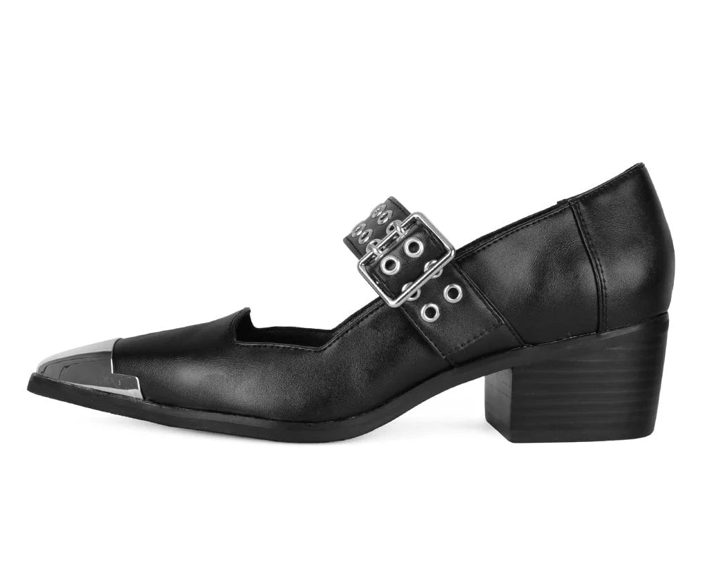 Black Tukskin Cuban Heel Mary Jane