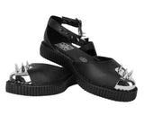 Black Tukskin Pointed Spikes Mary Jane Sandal