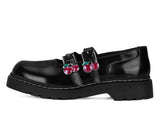 Black Leather Cherry Buckle Mary Jane