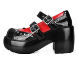 Black & Red Patent Brogue Bubble Mary Jane