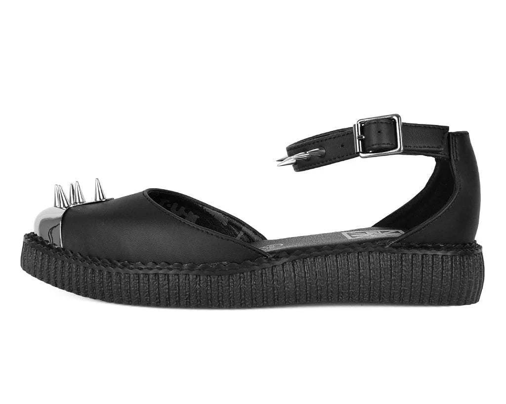 Black Tukskin Pointed Spikes Mary Jane Sandal