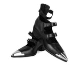 Black Tukskin 3-Buckle Cuban Heel