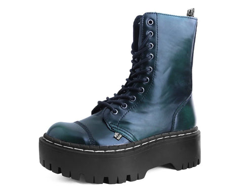 Green Rub-Off 10-Eye Double Decker Boot