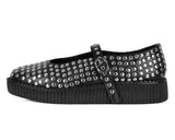 Black Tukskin Flat Stud Viva Low Mary Jane