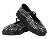 Black Tukskin Flat Stud Viva Low Mary Jane