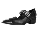 Black Tukskin Cuban Heel Mary Jane